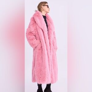 ❤️DAY! Special Limited Valentines Price! Pink Faux Fur Coat, Full Length. Cozy.